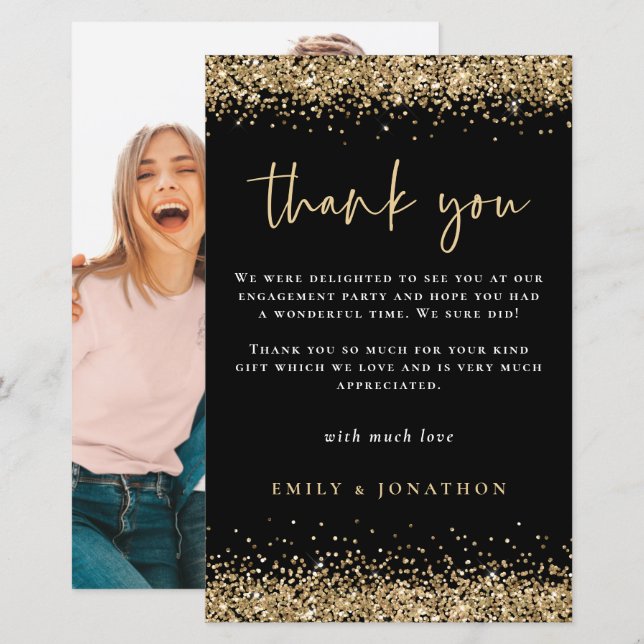 Papier Budget Gold Parties scintillant photo Fiançailles  (Devant / Derrière)