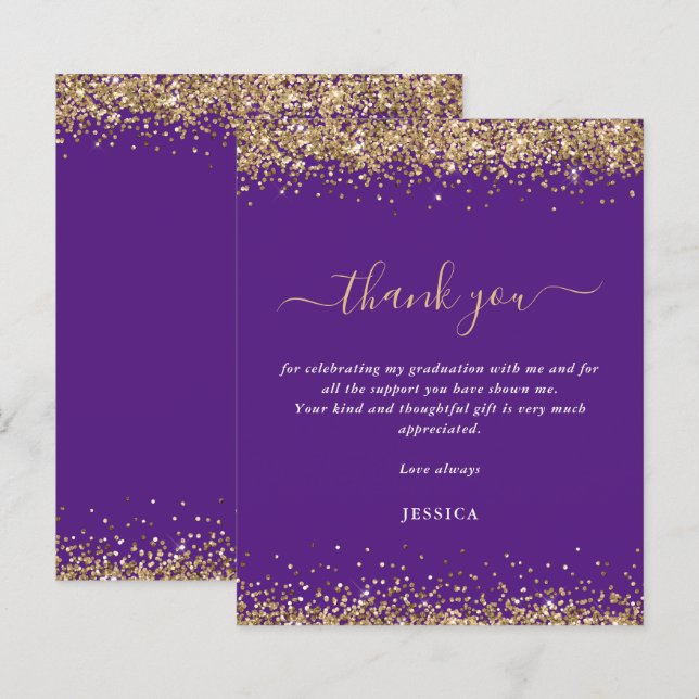 Papier Budget Gold Parties scintillant Purple 2024 Gradua (Devant / Derrière)