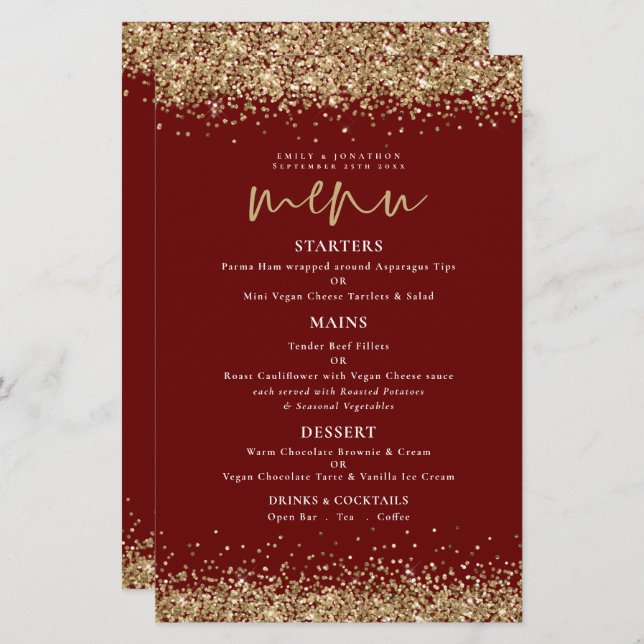 Papier Budget Gold Parties scintillant Script Mariage Bou (Devant / Derrière)