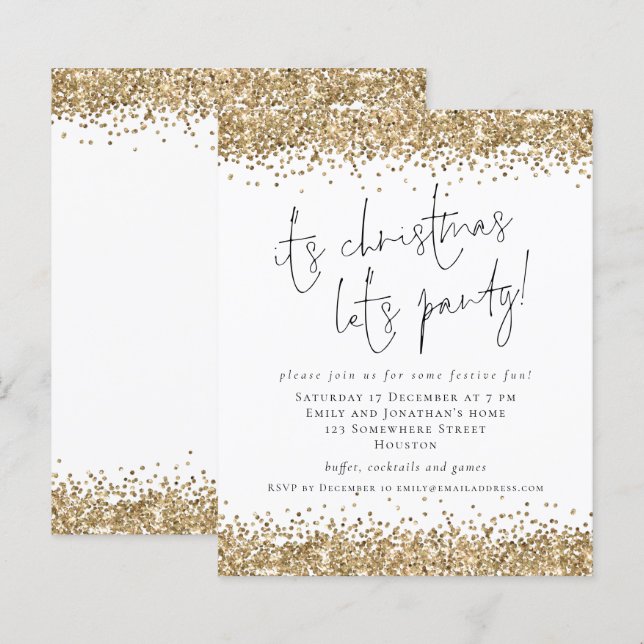 Papier Budget Gold Parties scintillant Son Noël Lets Fête (Devant / Derrière)