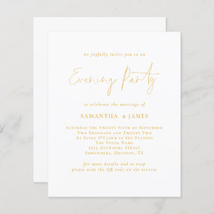 Papier Budget Gold Script QR Soirée de mariage Invitation