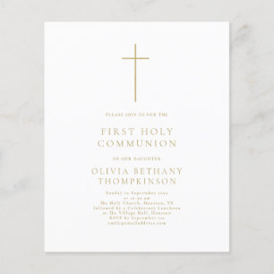 Papier Budget Gold Texte Croix première sainte communion