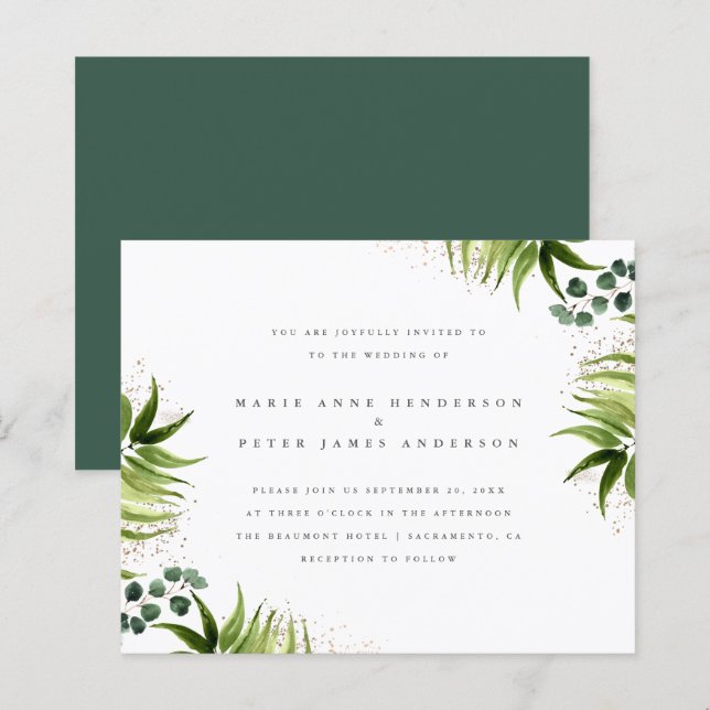 Papier Budget Gold & Tropical Greenery Mariage botanique (Devant / Derrière)