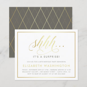 Papier Budget Gold & White Surprise fête d'anniversaire