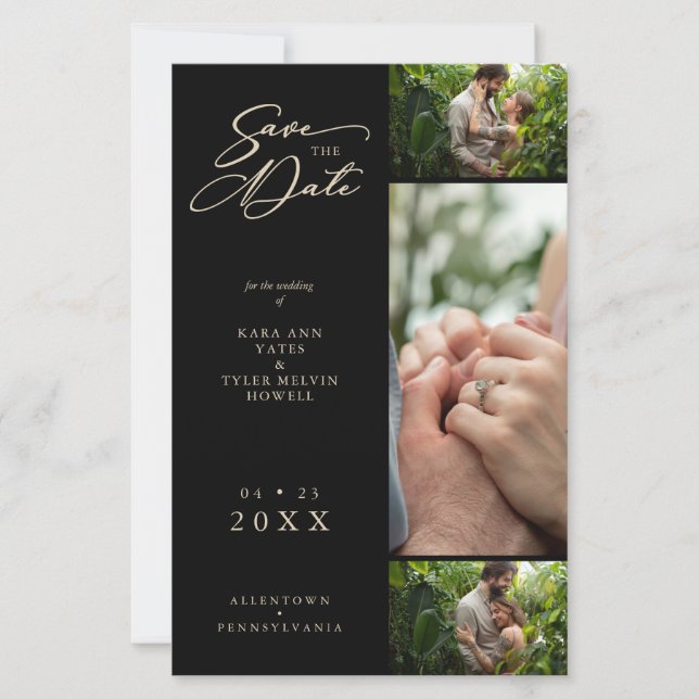 Papier Budget Golden Effect Black Fancy Collage 3 Photos (Devant)