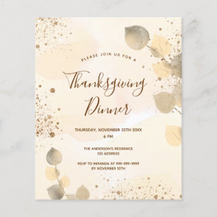 Papier Budget golden fall feuillage Thanksgiving Dîner