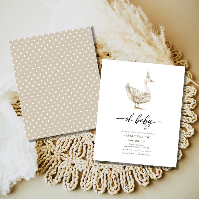 Papier BUDGET Goose Genre Neutre Baby shower Invitation (Créateur téléchargé)