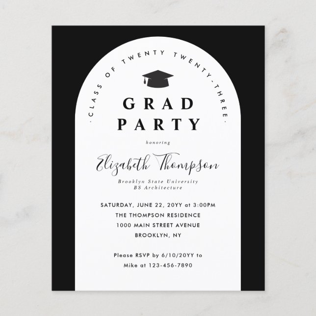 Papier Budget GRAD PARTY Arch Graduate Casquette Graduate (Devant)