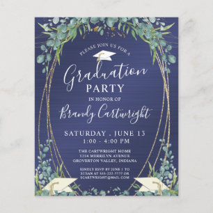 Papier Budget Graduation Marine Bleu Botanique Invitation