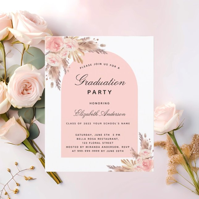 Papier Budget Graduation partie pampas blush rose (Créateur téléchargé)