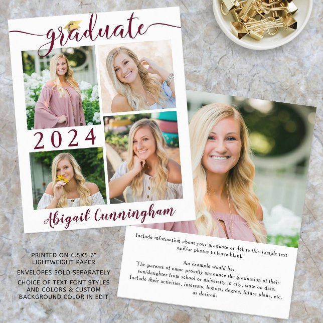 Papier Budget Gradué Faire-part Bourgogne Script (Créateur téléchargé)