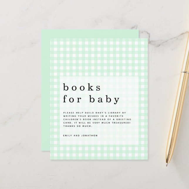 Papier Budget Green En vichy Livres pour Bébé (Devant/Arrière en situation)