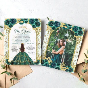 Papier Budget Green Floral Princesse Photo Quinceanera