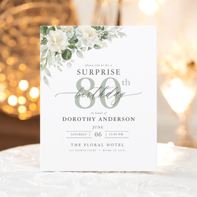 Papier Budget Green Floral Surprise Invitation Anniversai (Créateur téléchargé)