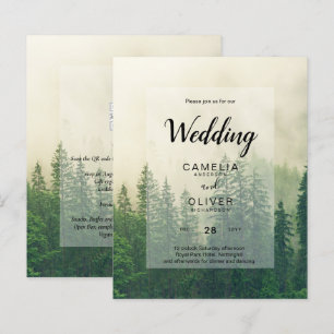 Papier BUDGET Green Forest Pine Trees Mariage INVITER