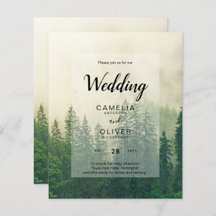 Papier BUDGET Green Forest Pine Trees Mariage INVITER