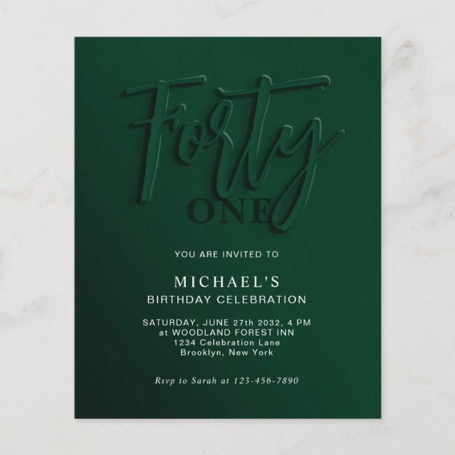 Papier BUDGET Green Script Quarante 40e anniversaire adul (Devant)