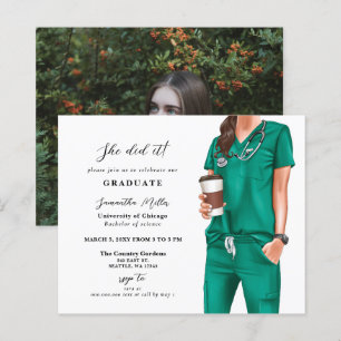 Papier Budget Green Scrubs Infirmière photo Invitation