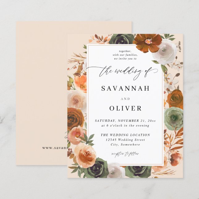 Papier Budget Green & Terra Cotta Floral Mariage S2 -BGE (Devant / Derrière)