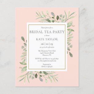 Papier Budget Greenery Blush rose Bridal Tea Party Invita