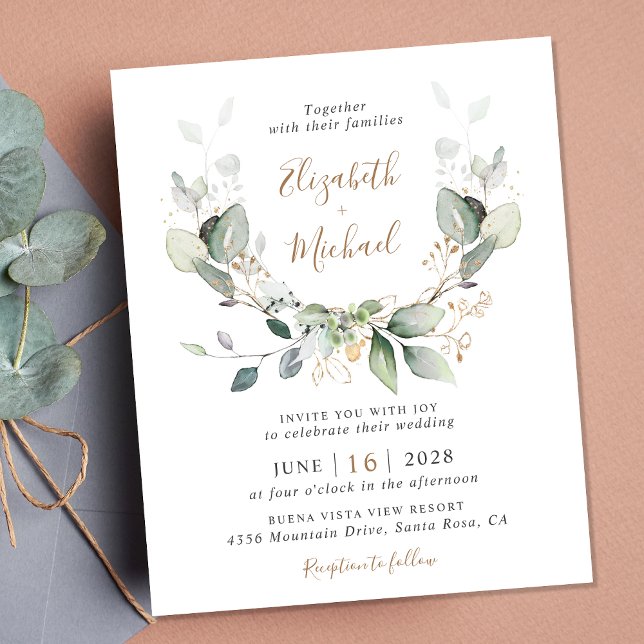 Papier Budget Greenery Code QR Faire-part de mariage phot (An elegant wedding invitation to set the tone for an unforgettable event)