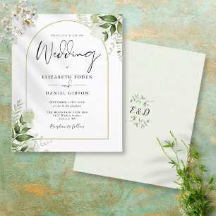 Papier Budget Greenery Gold Arch Faire-part de mariage