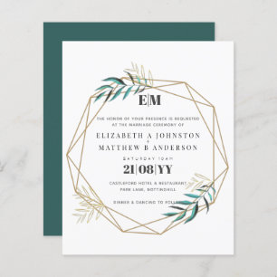 Papier Budget Greenery Gold Mariage géométrique Invite