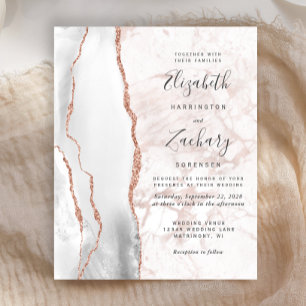 Papier Budget Grey Agate Rose Gold Marble Mariage Inviter
