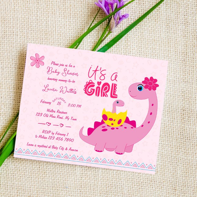 Papier Budget hachurage bientôt dinosaure baby shower inv (Créateur téléchargé)