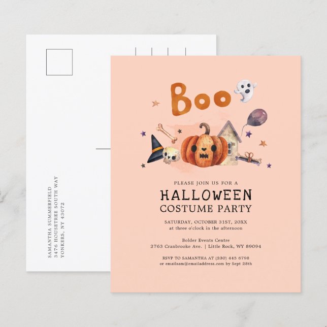 Papier Budget Halloween Costume Enfants Invitation de fêt (Devant / Derrière)