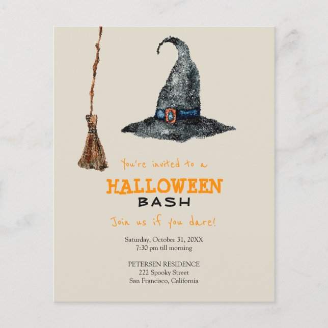 Papier Budget Halloween fête drôle Invitation (Devant)