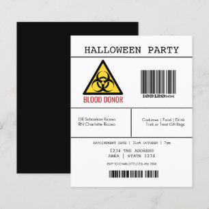 Papier BUDGET Halloween Partie Donateur de sang dangereux