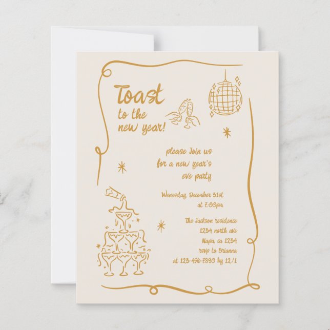 Papier BUDGET Hand Drawn Illustrated New Years Eve Party (Devant)