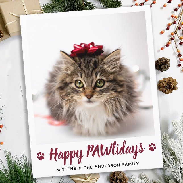Papier Budget Happy PAWlidays Chat Pet photo Noël (Créateur téléchargé)