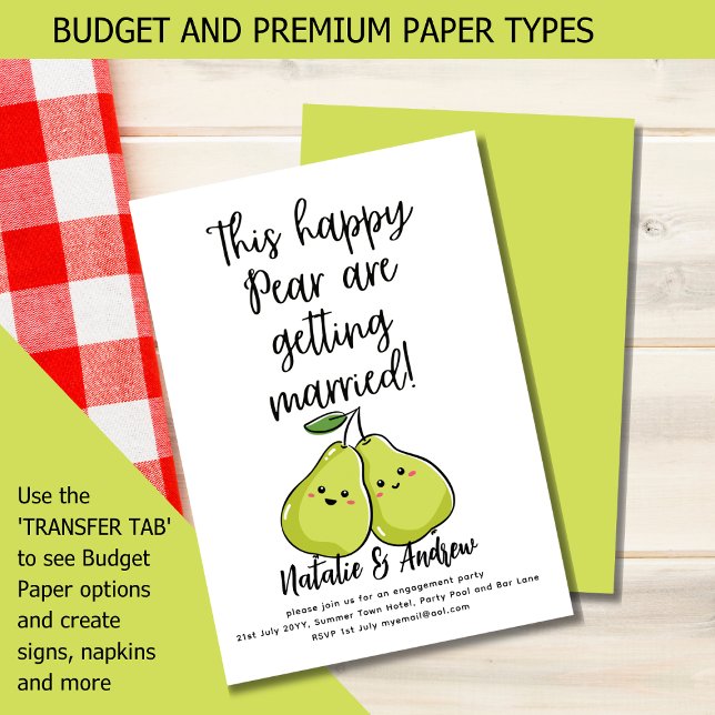 Papier BUDGET HAPPY PEAR Drôle jolie Fête des mariées d'é (Créateur téléchargé)