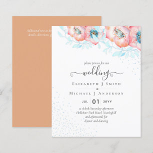 Papier BUDGET Hellebore Turquoise Peach Floral Mariage