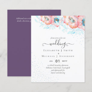Papier BUDGET Hellebore Turquoise Peach Floral Mariage