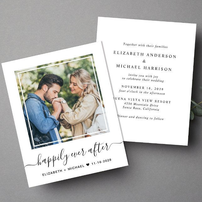 Papier Budget Heureux Jamais Après La Faire-part de maria (Our user-friendly template allows you to easily upload your photo and create your perfect invitation)