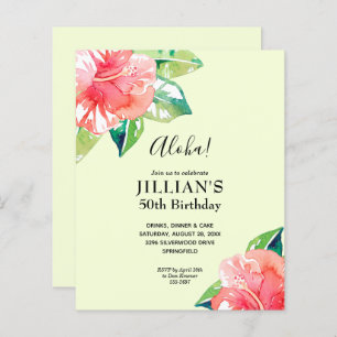 Papier Budget Hibiscus tropicaux Invitations d'anniversai