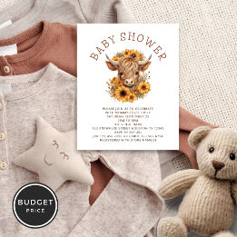 Papier Budget Highland Cow Sunflower Baby shower