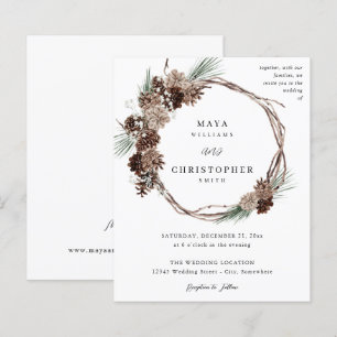 Papier Budget Hiver Blanc Floral & Pin Mariage Wreath