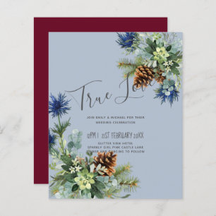 Papier BUDGET Hiver Bleu Chardon Mariage Eucalyptus