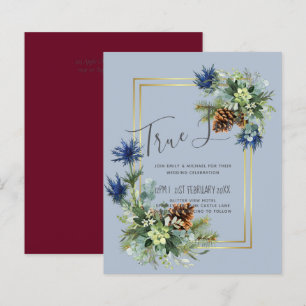 Papier BUDGET Hiver Bleu Chardon Mariage Invite