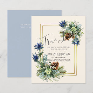 Papier BUDGET Hiver Bleu Chardon Mariage Invite