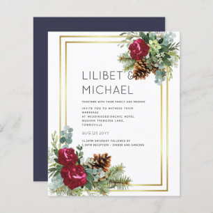 Papier BUDGET Hiver Bleu Chardon Mariage Invite