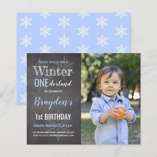 Papier Budget Hiver Onederland 1er Anniversaire Invitatio (Devant / Derrière)