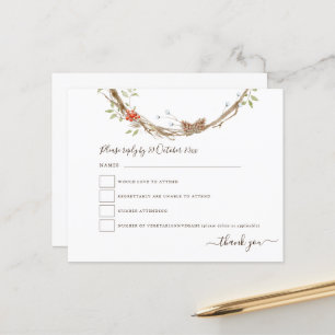Papier Budget Hiver Pines Berries Festive Mariage RSVP