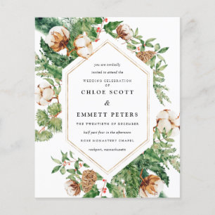 Papier Budget Holly Pine Hiver Mariage Invitation
