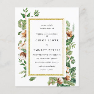 Papier Budget Holly Pine Hiver Mariage Invitation