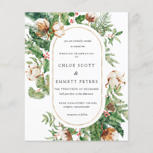 Papier Budget Holly Pine Hiver Mariage Invitation
